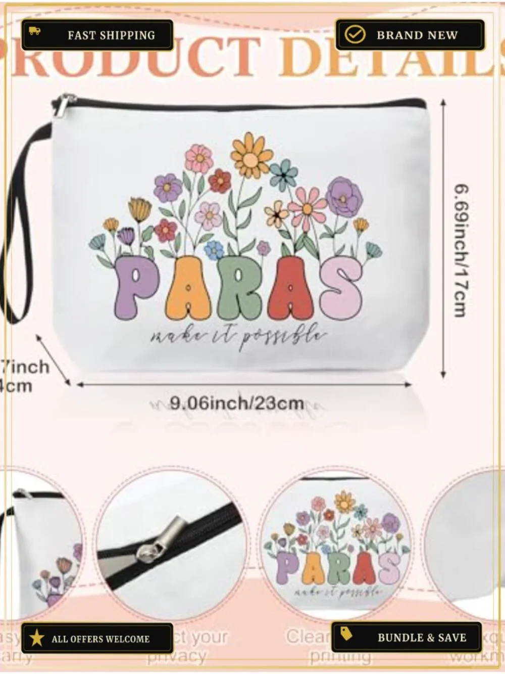 Paraprofessional Gift Set Canvas Makeup Bag Glass Cup Keychain